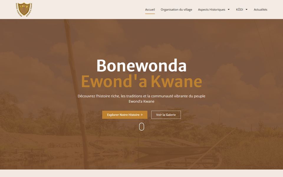 Page d'accueil de Bonewonda