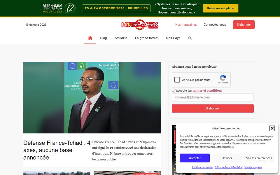 Page d'accueil de NotreAfrik