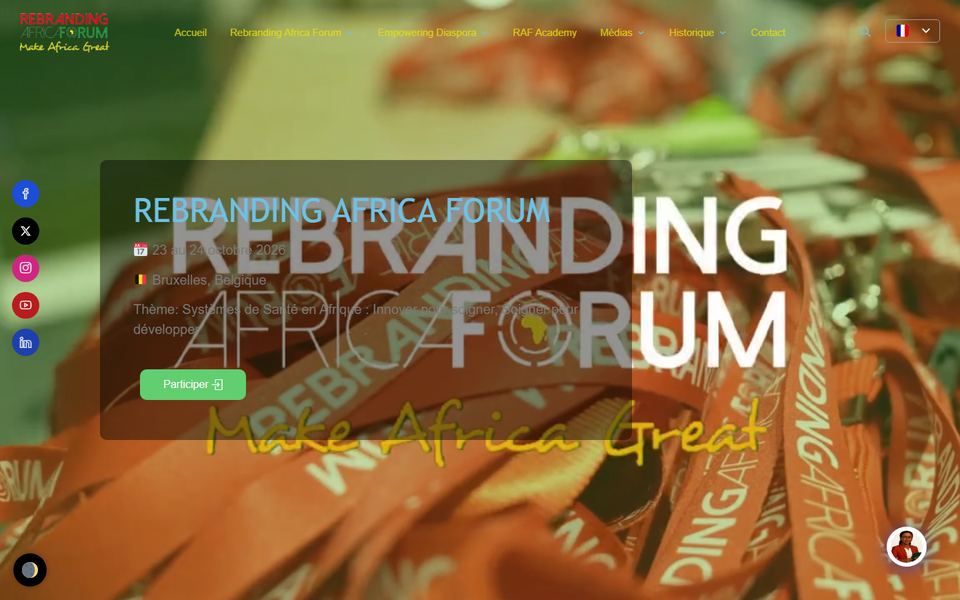 Page d'accueil du Rebranding Africa Forum